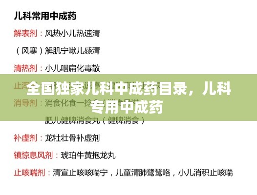 全国独家儿科中成药目录,儿科专用中成药